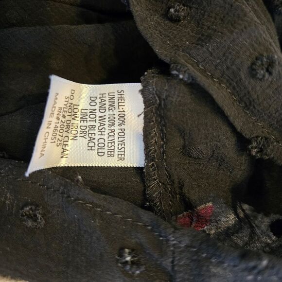 Monteau Los Angeles Black High Neck Partially Sheer Boho Top - Picture 7 of 7